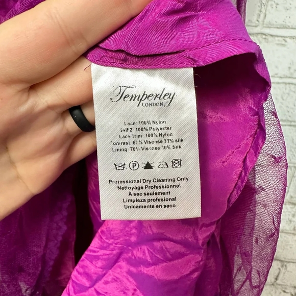 Temperley London Dress Florence Lace Midi Short Sleeve Ruffle Purple 6 - Picture 3 of 7